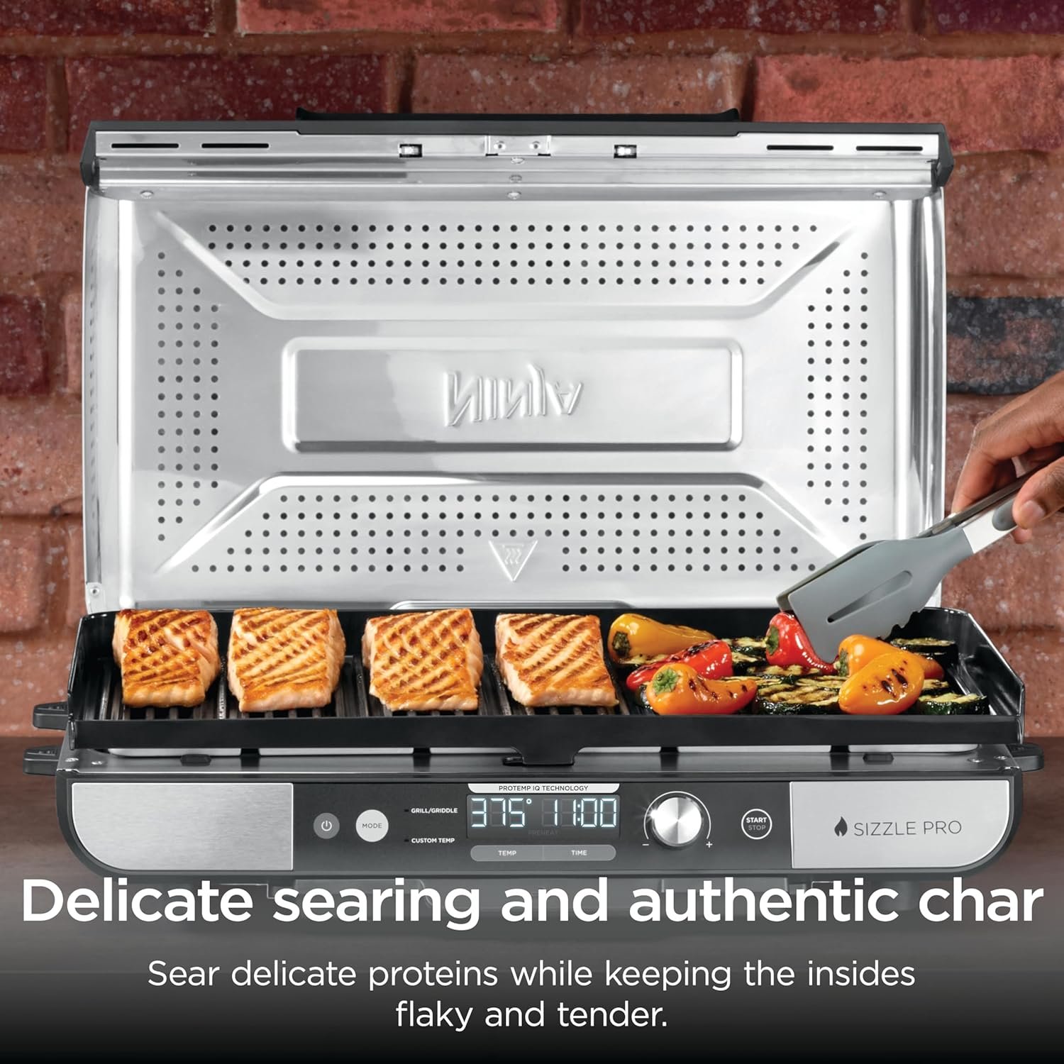 Ninja Sizzle Pro XL Indoor Grill & Flat Plate – Non-Stick Ceramic Plates, Detachable Lid, Grease Catch & Recipe Guide (Silver/Black GX101UK) - Image 6